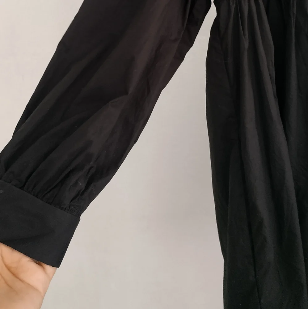 Zara Long sleeve Poplin Mini Dress Black - Picture 7 of 13